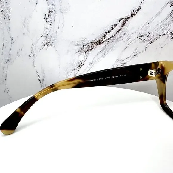 New CHANEL Eyeglasses Brown Gold Chain CC Rectangle 52mm Rx-able - Picture 5 of 16